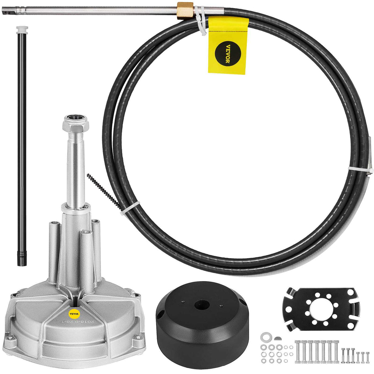 Boat Steering System, Outboard Steering Kit with Boat Steering Control Cable 14' Steering Cable Marine Steering System 3/4" Shaft